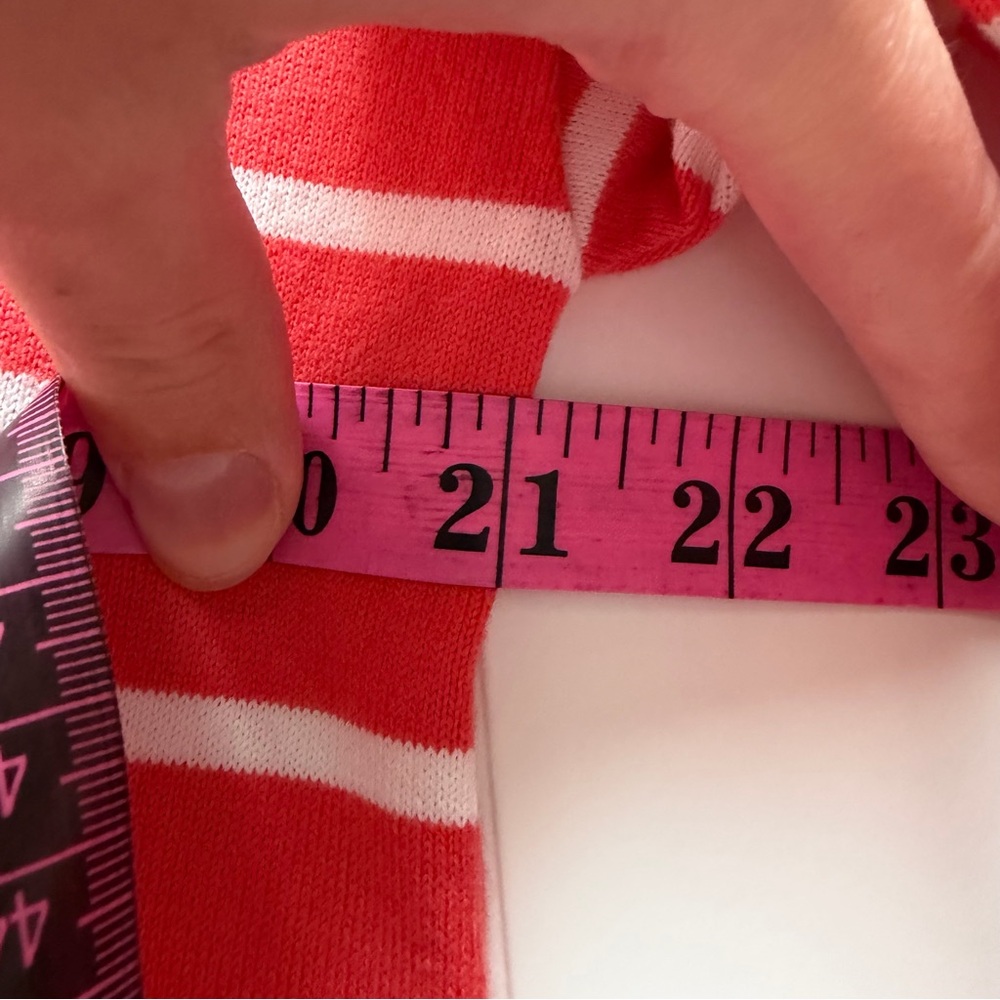 L.L. Bean Heritage Mariner Top Boatneck 3/4 Sleeve Striped Coral Size M - Picture 9 of 11